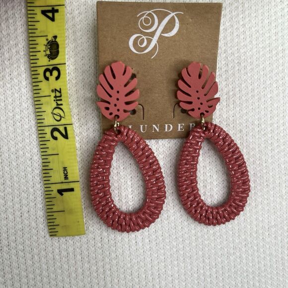 Plunder Design Earrings TEARDROP Women’s New Jewelry Pink Fashion Bohemian - Picture 4 of 4